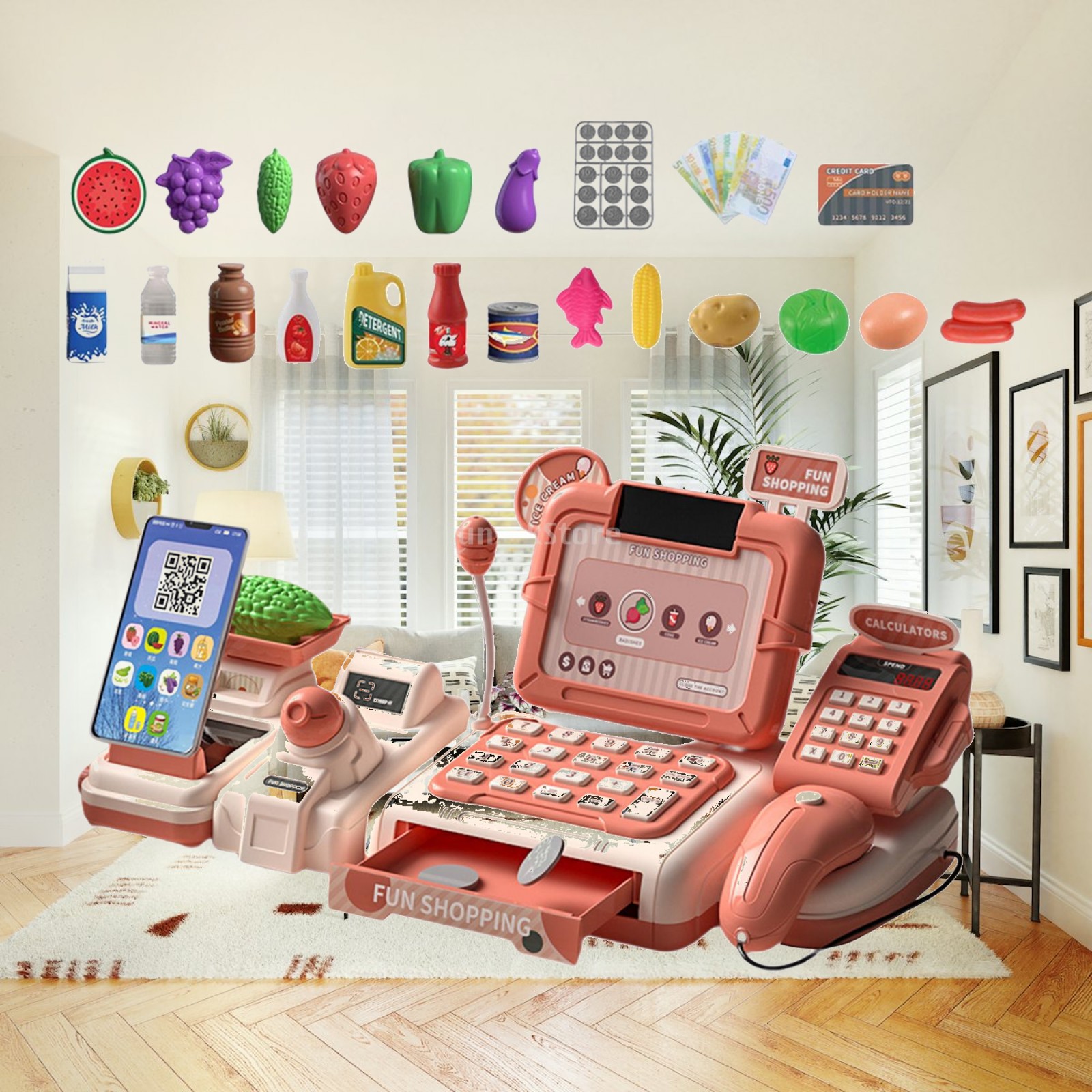 Kids Toys In Store - مجموعة ألعاب تسجيل المدفوعات النقدية للأطفال