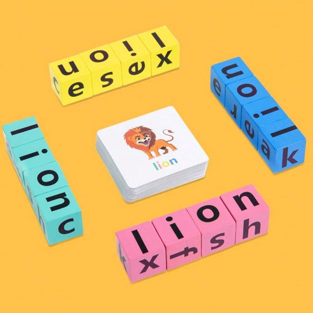 Wooden Blocks Stacking - لعبة لوحية لتهجئة الحروف الأبجدية للأطفال،