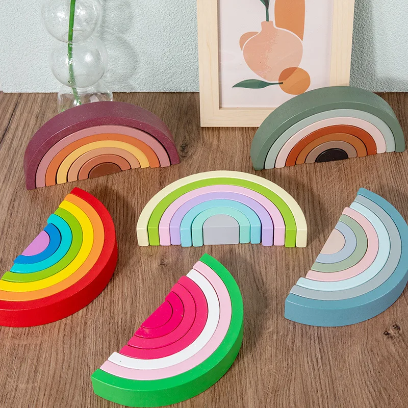 Wooden Blocks Stacking - قوس جسر قوس قزح اللبنات الخشبية