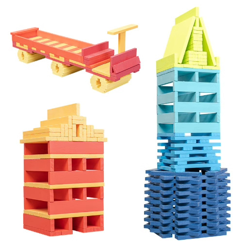Wooden Blocks Stacking - 100 قطعة من أدوات بناء مكعبات