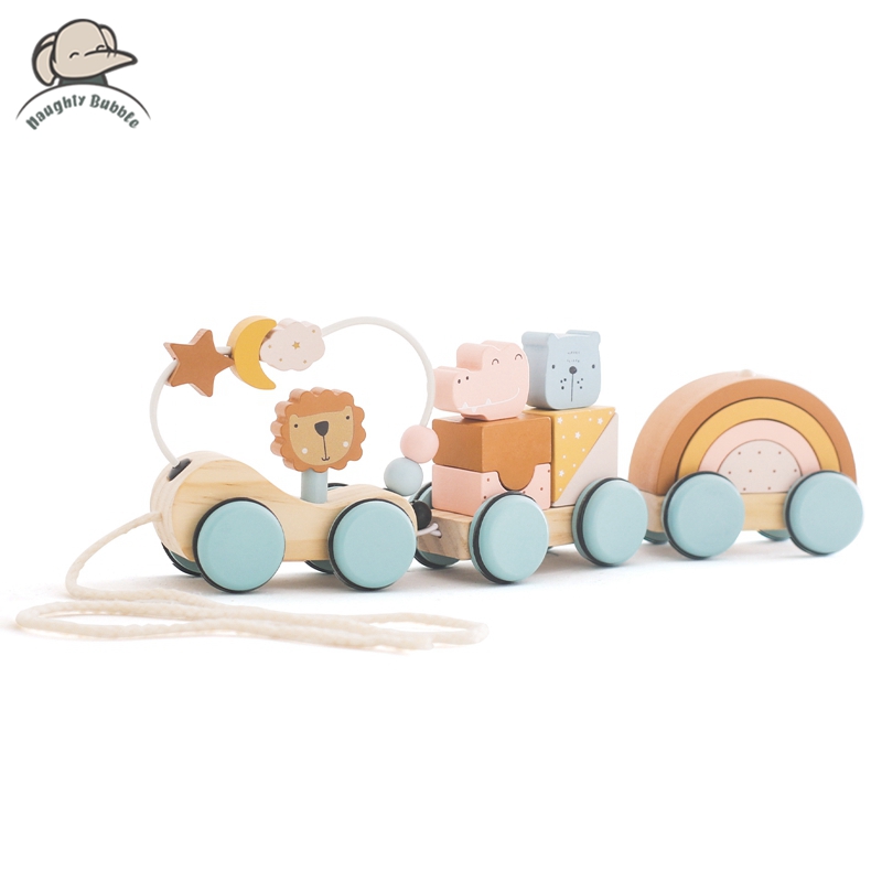 Wooden Blocks Stacking - ألعاب مونتيسوري الخشبية كتلة الحيوان قطار