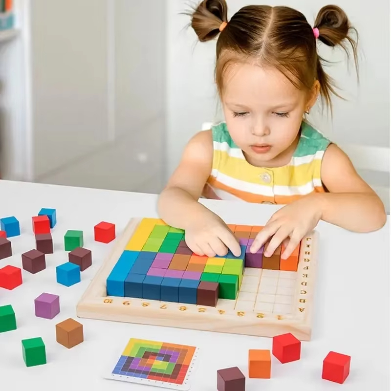 Wooden Blocks Stacking - لعبة مونتيسوري التعليمية الخشبية للعد وبناء