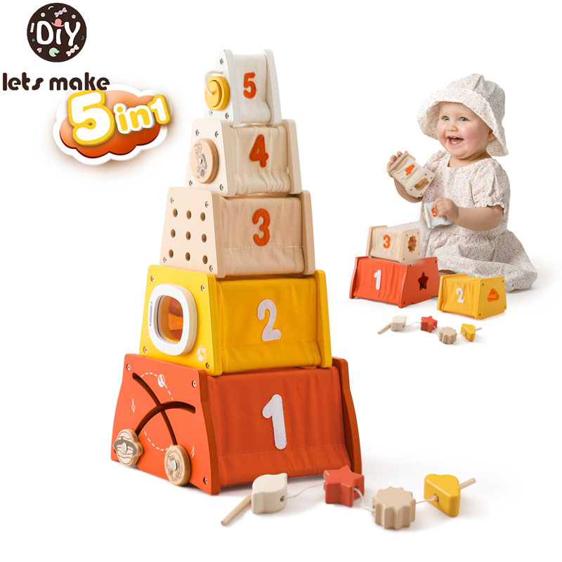 Wooden Blocks Stacking - ألعاب مونتيسوري الخشبية للأطفال ، لوحة