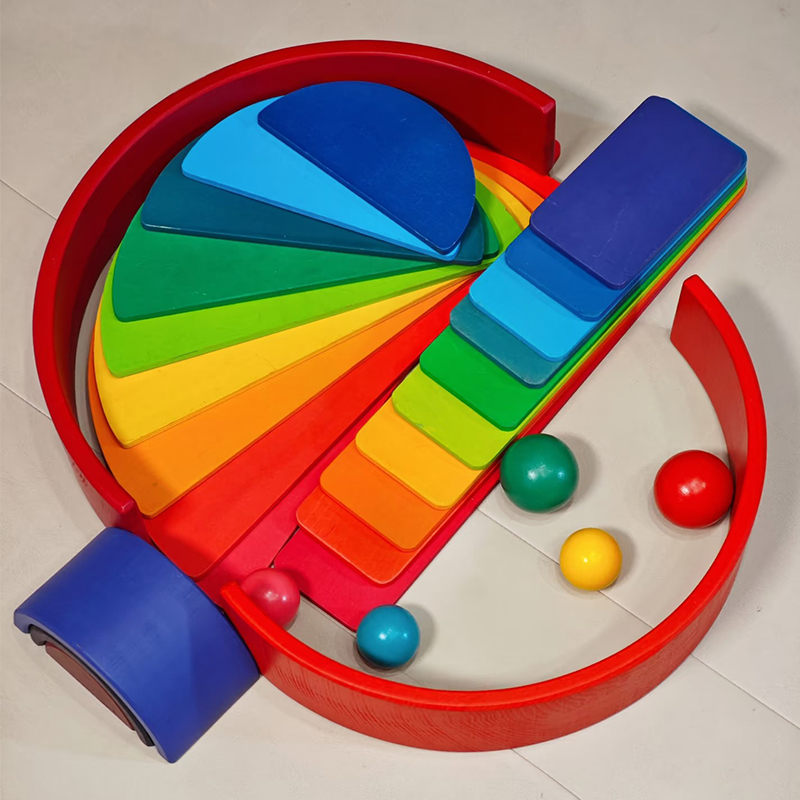 مكعبات خشبية ملونة قوس قزح للأ - مراجعة Wooden Blocks Stacking وسعره