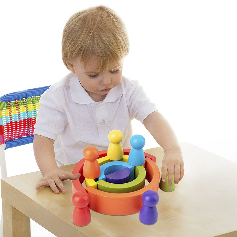 لعبة قوس قزح خشبية للأطفال ذات - مراجعة Wooden Blocks Stacking وسعره