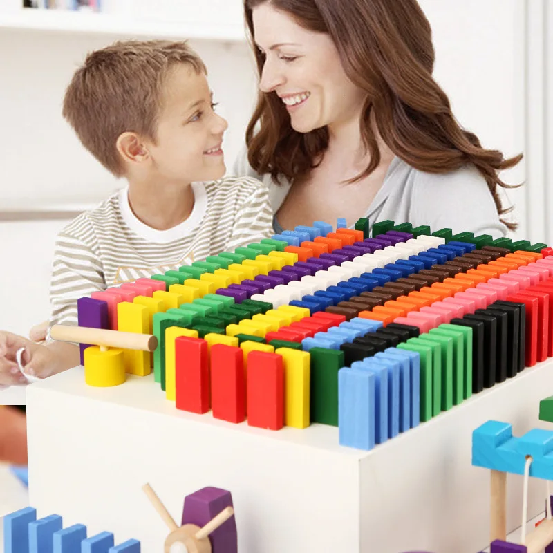 لعبة الدومينو قوس قزح خشبية مو - مراجعة Wooden Blocks Stacking وسعره