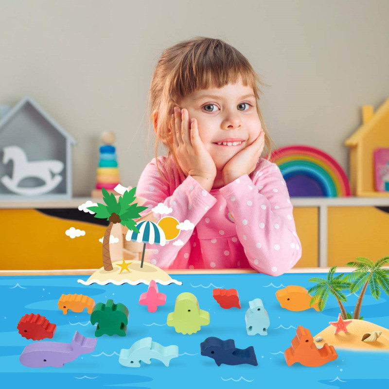 جديد الأطفال مونتيسوري خشبية ا - مراجعة Wooden Blocks Stacking وسعره