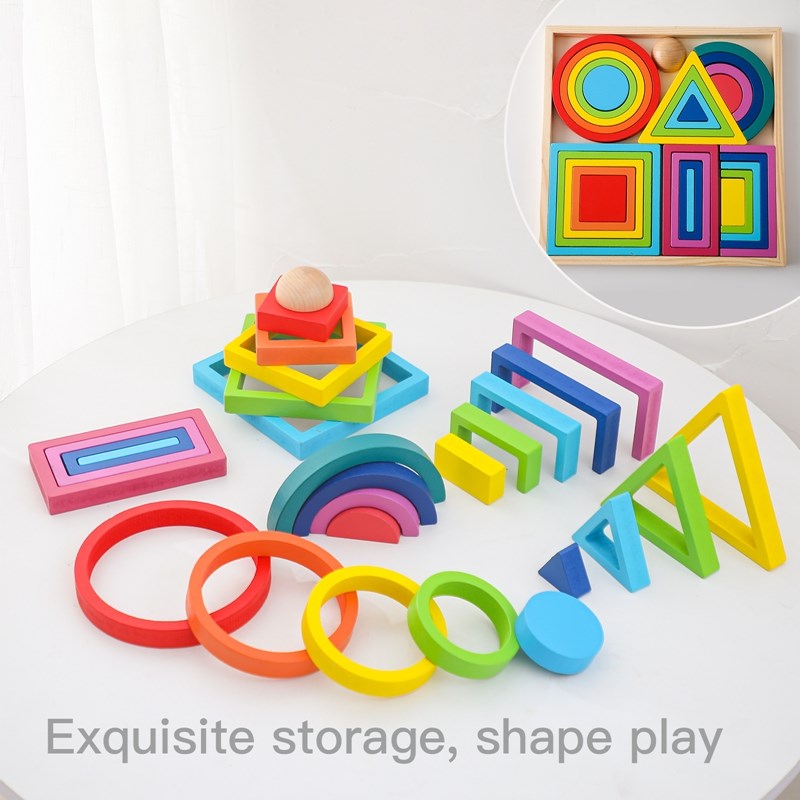 لعبة كتلة خشبية من مونتيسوري ل - مراجعة Wooden Blocks Stacking وسعره