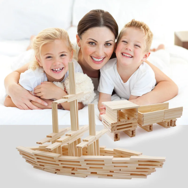 100 قطعة من أدوات بناء مكعبات  - مراجعة Wooden Blocks Stacking وسعره