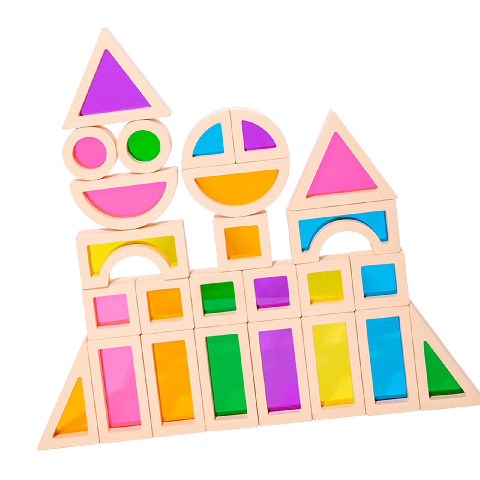 25 قطعة من مكعبات البناء التعل - مراجعة Wooden Blocks Stacking وسعره